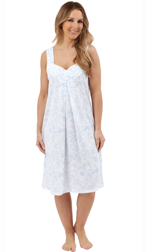 Marlon Knitted Jersey Linear Floral Sleevless Nightdress